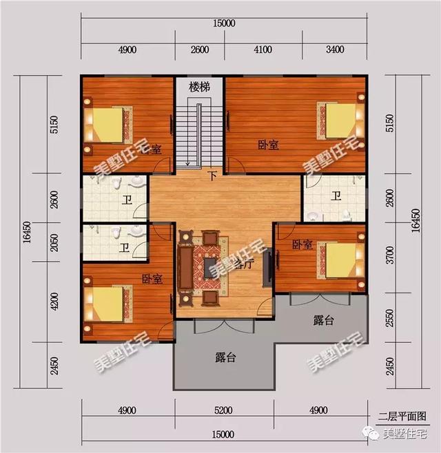 15X16米二層農村別墅設計圖，7臥室，布局實用，性價比超高