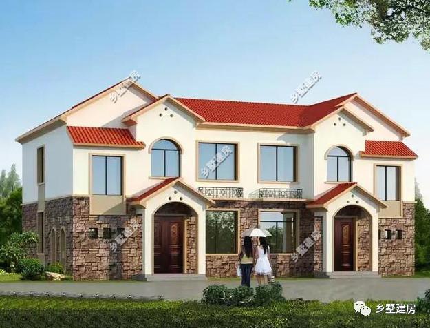 適合兩兄弟建的農村雙拼自建房設計圖，外觀大氣，造價上也可以省一些費用