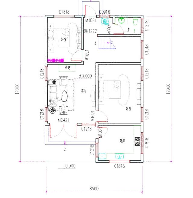 2廳6臥9×13米三層自建房，造價25萬，外觀簡約大方，活動空間充足