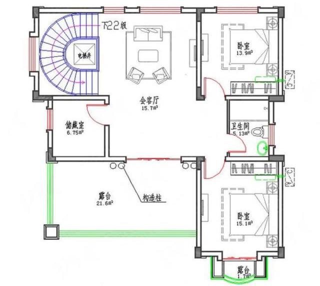 三層自建別墅設計圖，結構非常簡單，稍有經驗的工程隊，拿圖就可以建房了