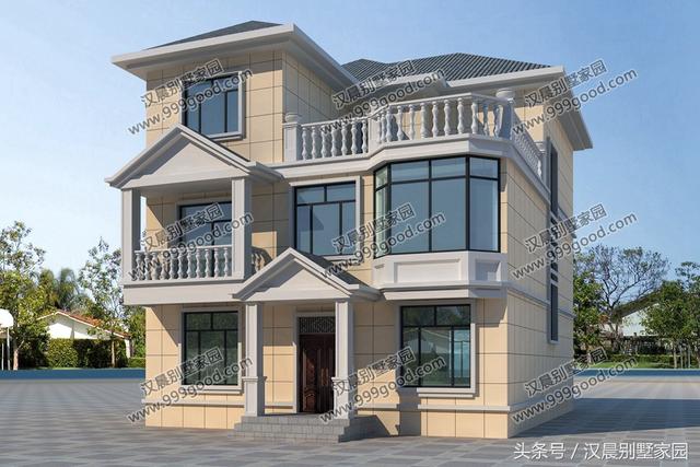 2棟騎樓式簡歐別墅設(shè)計圖，美觀又實(shí)用，第2款開間7.3米