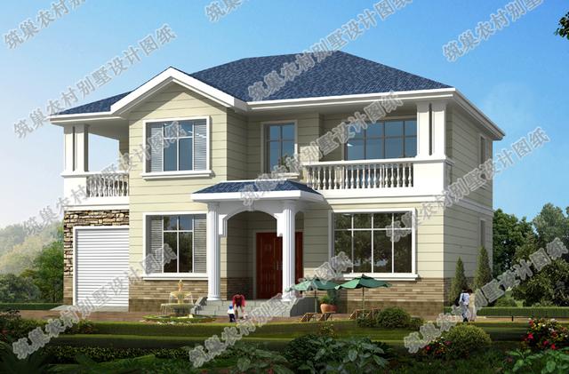 14×11米2廳6臥3衛(wèi)二層農(nóng)村自建房，造價25萬，帶車庫