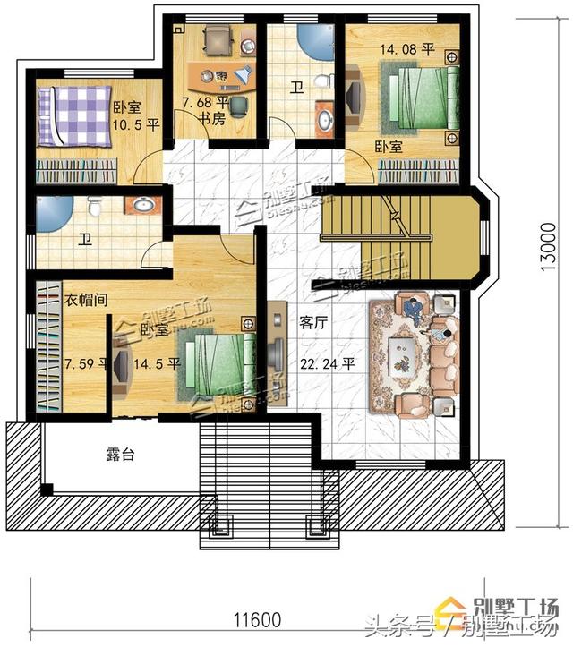 11.6X13m三層農村別墅設計圖，造價25萬，真正適合農村人的自建房