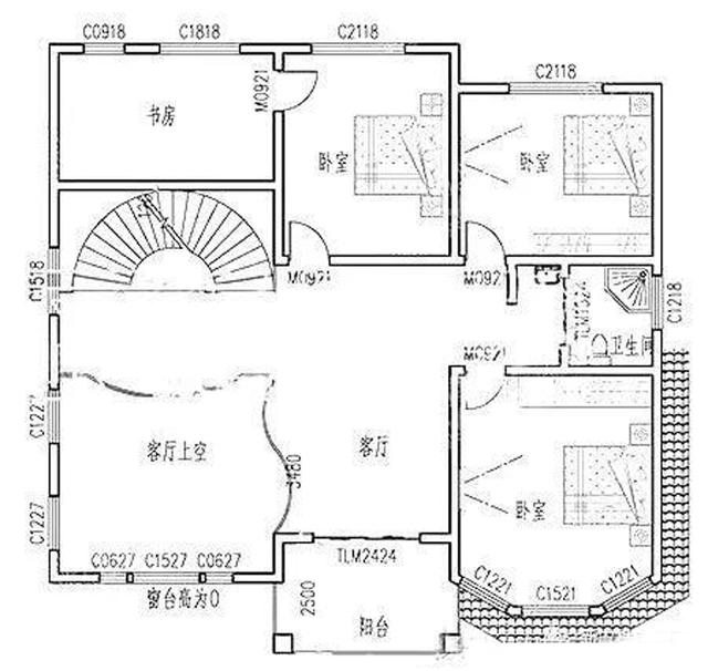 占地面積約160平方米3廳6臥三層別墅設計圖，奢華大氣，主體造價55萬