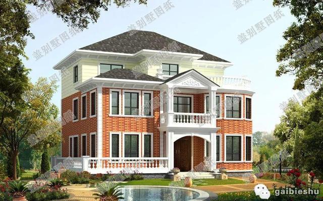 占地面積約160平方米3廳6臥三層別墅設計圖，奢華大氣，主體造價55萬