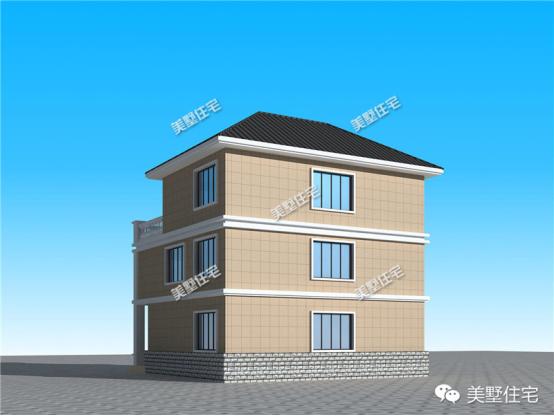 11米X11米三層農村別墅設計圖，神臺堂屋大露臺，農村別墅就該這么建