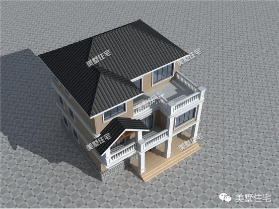 11米X11米三層農村別墅設計圖，神臺堂屋大露臺，農村別墅就該這么建