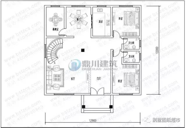 4套帶旋轉樓梯三層農村別墅設計圖，復式設計很大氣，旋轉樓梯最驚艷！