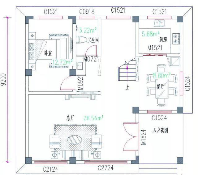 10米×9米四層3廳8臥現(xiàn)代新農(nóng)村自建房，造價30萬