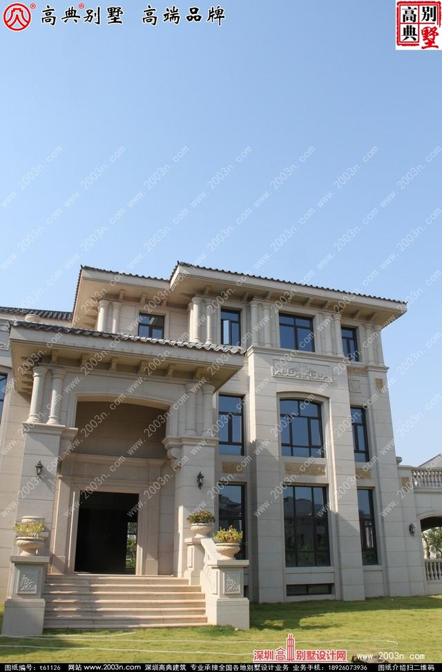 復式三層純石材別墅設計圖，整體構造時尚大氣，帶影視廳+地下室+車庫