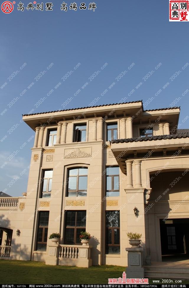 復式三層純石材別墅設計圖，整體構造時尚大氣，帶影視廳+地下室+車庫