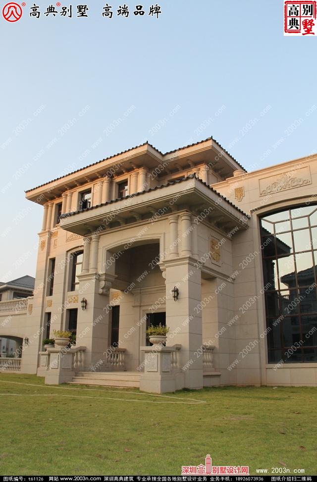 復式三層純石材別墅設計圖，整體構造時尚大氣，帶影視廳+地下室+車庫