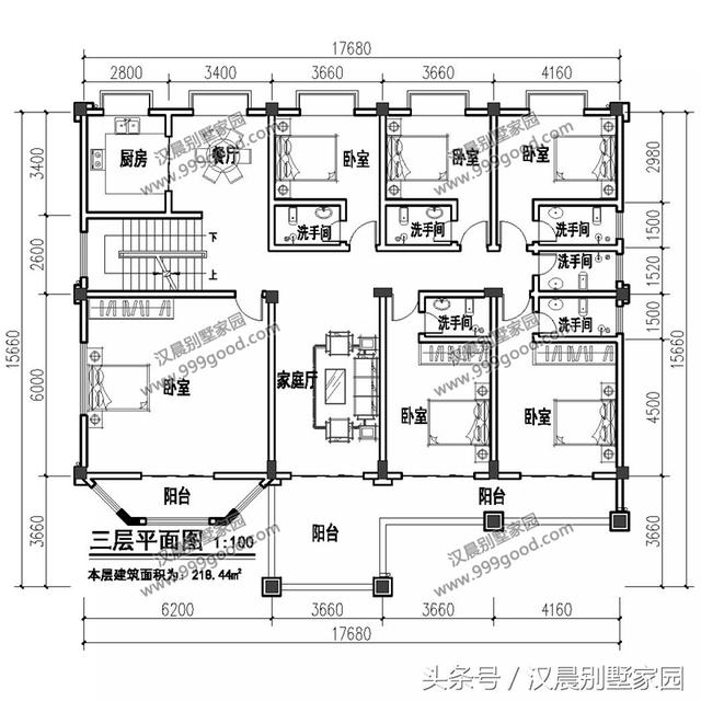 17.6米X15.6米歐式四層別墅設計圖，豪華大氣，帶大露臺+車庫，商住兩用