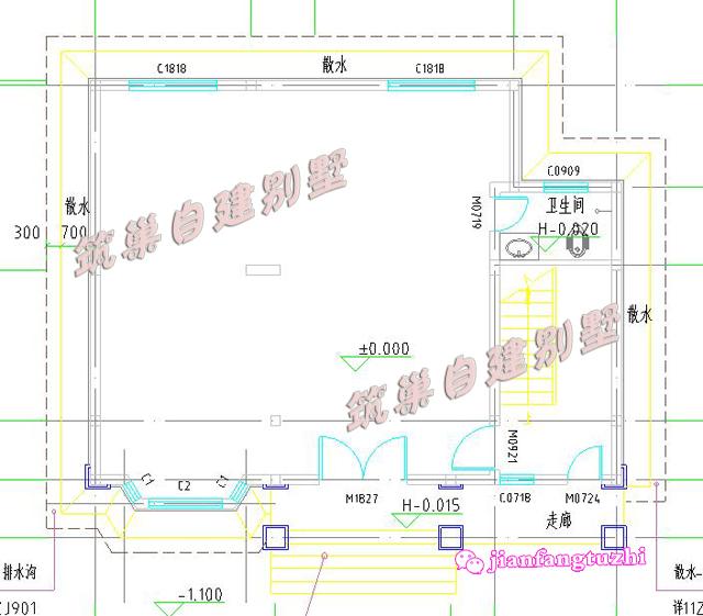 占地90平米的四層農(nóng)村自建房別墅戶型，帶大露臺，主體造價30萬，可做商鋪
