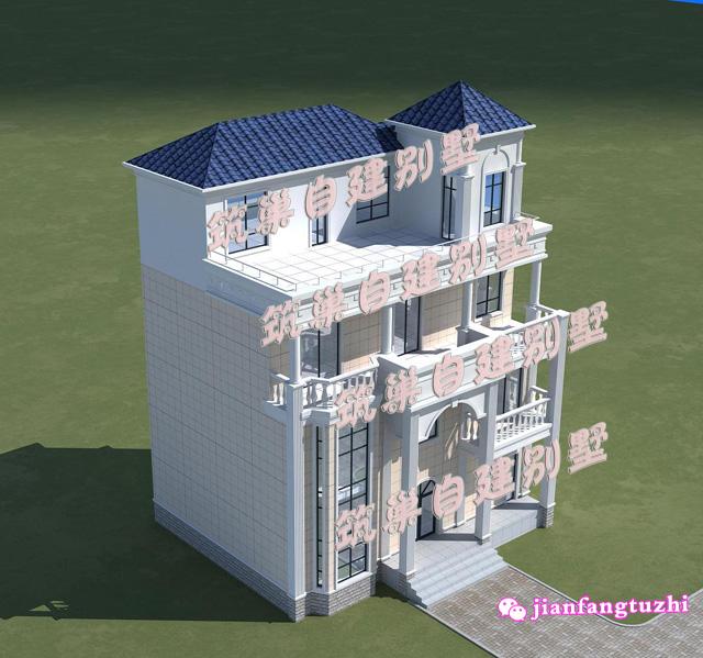 占地90平米的四層農(nóng)村自建房別墅戶型，帶大露臺，主體造價30萬，可做商鋪