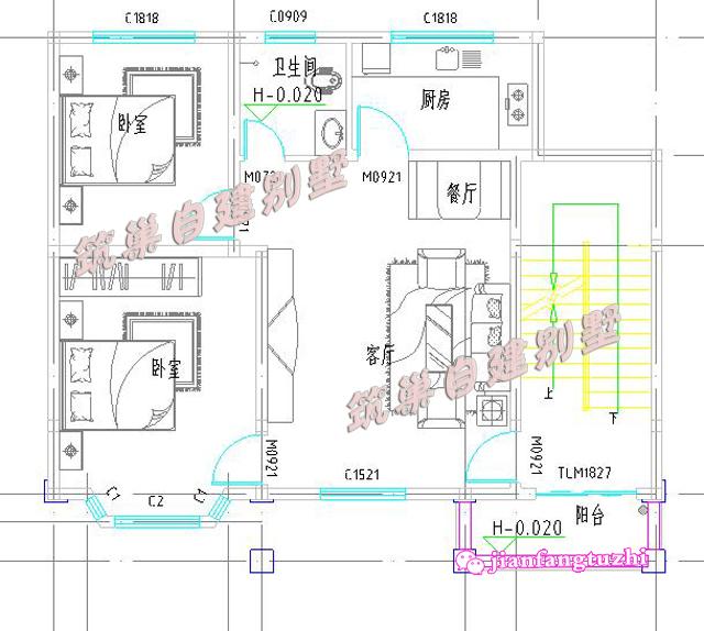 占地90平米的四層農(nóng)村自建房別墅戶型，帶大露臺，主體造價30萬，可做商鋪