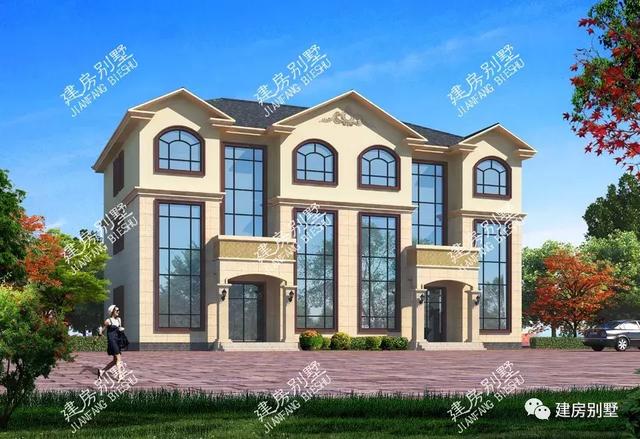 三棟雙拼豪華大氣別墅設計圖，外觀美不勝收，共建住宅感情深