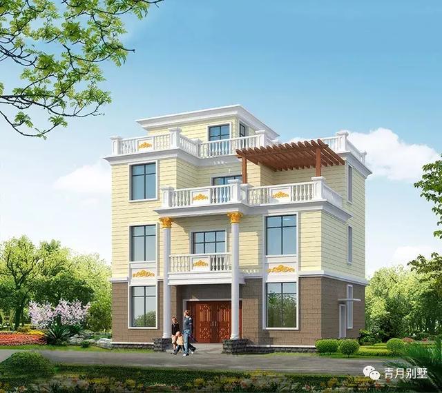 12.7×9.8米三層別墅設計圖，簡單實用，主體造價45萬，帶有大露臺。