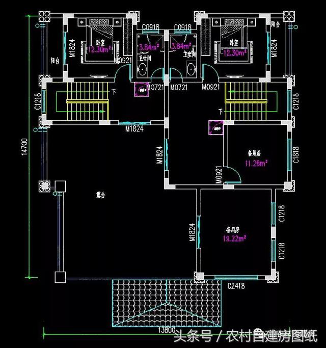 五棟兄弟雙拼別墅設(shè)計(jì)圖，3款共堂屋，一款帶門(mén)面，單戶最低16萬(wàn)
