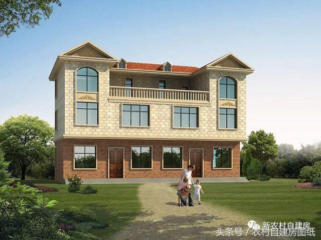 五棟兄弟雙拼別墅設(shè)計(jì)圖，3款共堂屋，一款帶門(mén)面，單戶最低16萬(wàn)