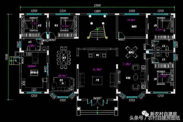 五棟兄弟雙拼別墅設(shè)計(jì)圖，3款共堂屋，一款帶門(mén)面，單戶最低16萬(wàn)