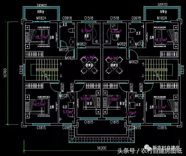 五棟兄弟雙拼別墅設(shè)計(jì)圖，3款共堂屋，一款帶門(mén)面，單戶最低16萬(wàn)