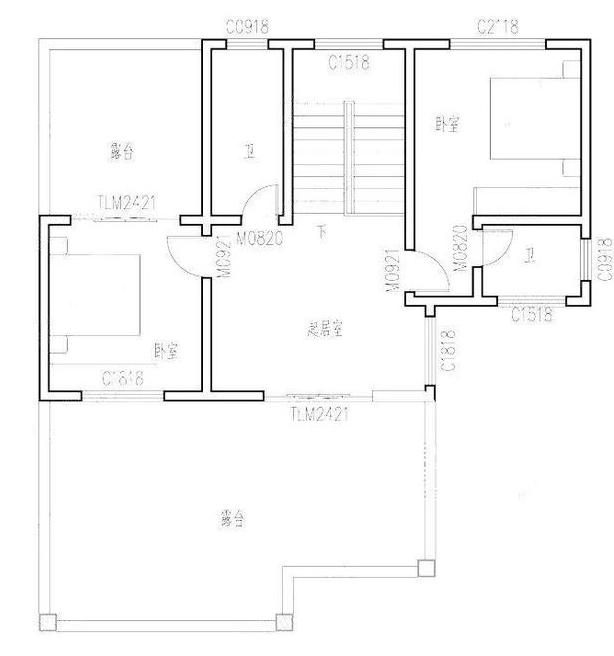 三層農村自建帶堂屋車庫別墅設計圖，二三層露臺高低錯落富有參差感，而且有超大的落地窗哦