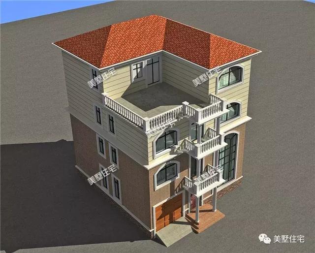 11X10米四層農村別墅設計圖，車庫+大露臺+挑空客廳，住著舒服又寬敞