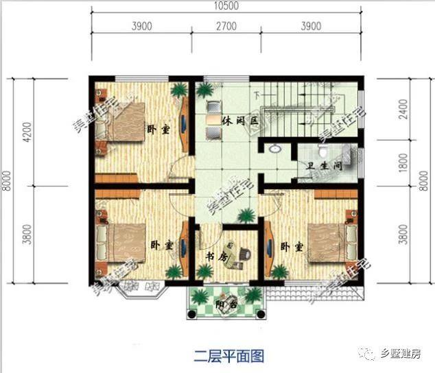 二層現代風格農村自建房設計圖，黃墻紅頂醒目又溫馨，大家都要這樣建！