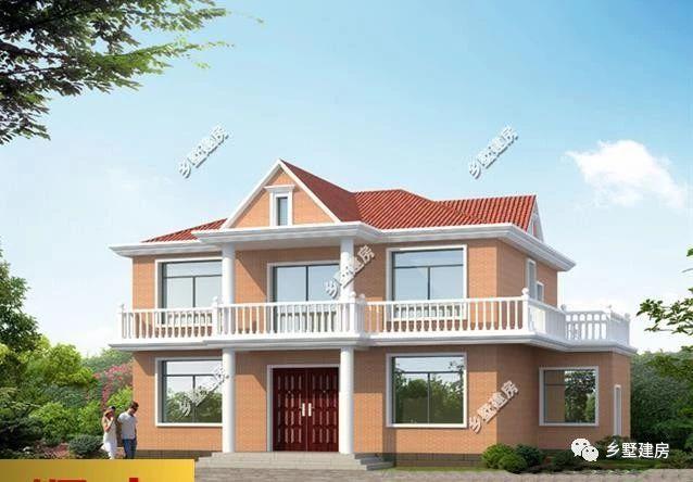 二層現代風格農村自建房設計圖，黃墻紅頂醒目又溫馨，大家都要這樣建！