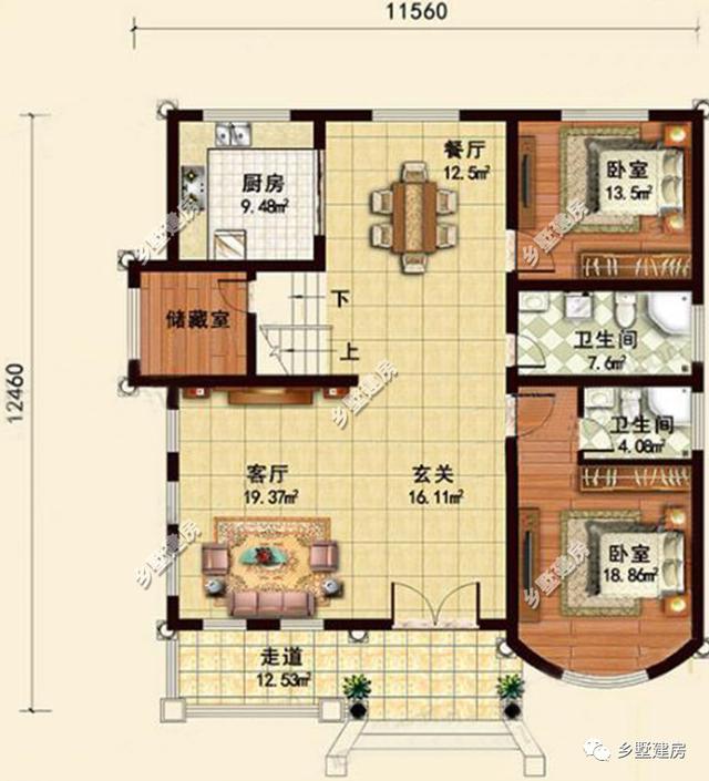 2款三層別墅戶型圖，內部很實用，性價比超級高，造價不到30萬就能建起來了！