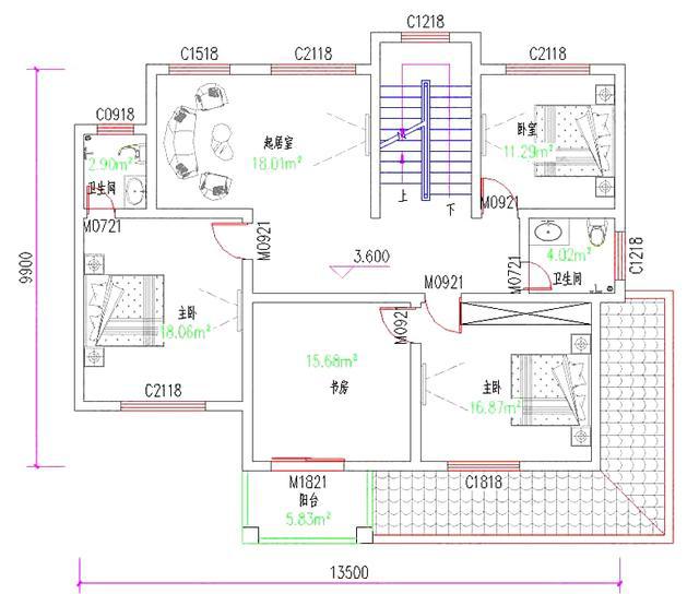 地中海風格三層別墅設計圖，占地130平方米，采用磚混結構類型，主體造價40萬