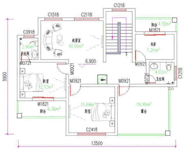地中海風格三層別墅設計圖，占地130平方米，采用磚混結構類型，主體造價40萬