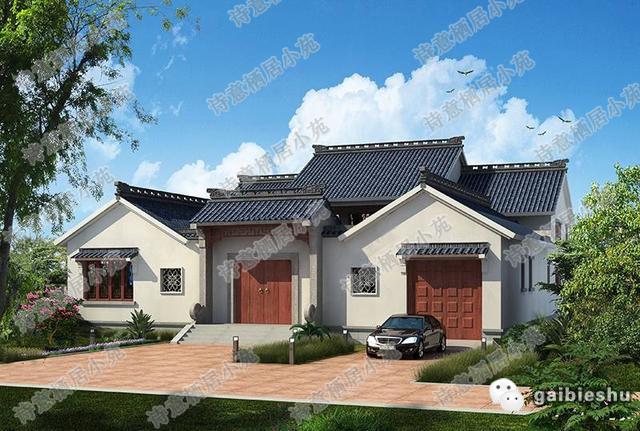 20×22米二層四合院中式別墅設計圖，設置內院、圍墻，有主樓和副樓，私密性極高，仿佛與世隔絕，恬靜淡雅