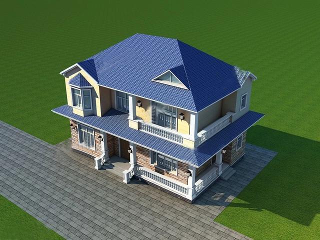 農村二層別墅圖，造價低造型美，清新靚麗的氣質，和鄉村田園氣息非常吻合