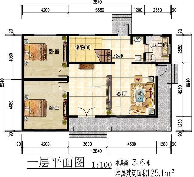 農村二層別墅圖，造價低造型美，清新靚麗的氣質，和鄉村田園氣息非常吻合