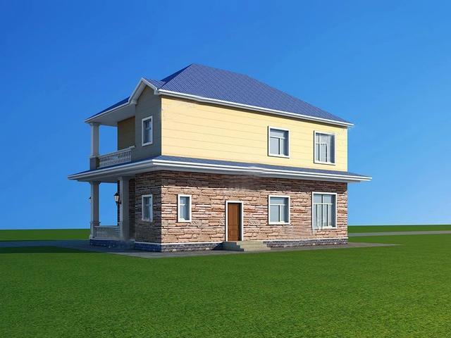 農村二層別墅圖，造價低造型美，清新靚麗的氣質，和鄉村田園氣息非常吻合