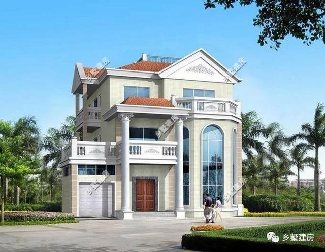 20萬建一棟三層別墅，豪華絕美落地窗，超大的實用露臺，羨煞眾人