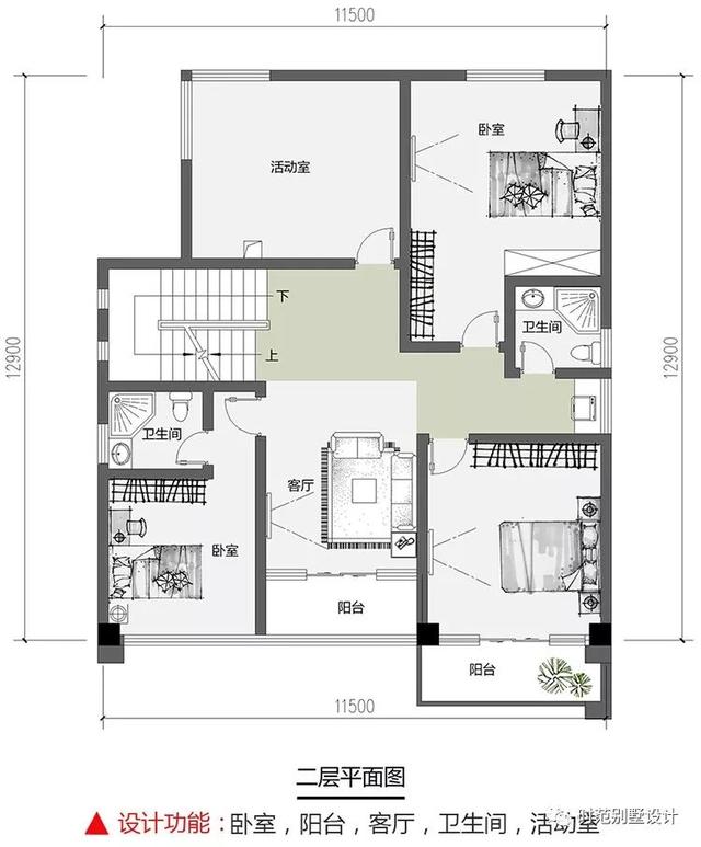 看多了形形色色的歐式住宅，換個樸素簡約帶內院泳池和書房的現代別墅戶型圖看一看