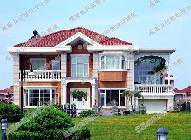 二層帶堂屋陽光花房農村自建房全套施工效果圖15×9米，主體造價30萬