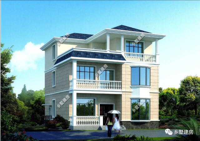 60平大車庫3層自建簡歐別墅圖，映入眼簾的是一排階梯直接可以上二樓，非常的大氣，你值得擁有