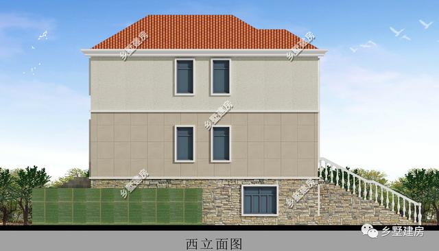 60平大車庫3層自建簡歐別墅圖，映入眼簾的是一排階梯直接可以上二樓，非常的大氣，你值得擁有