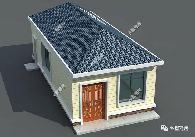 5x13米農村小開間自建房設計圖，湛藍色簡單造型的坡屋頂，簡約、大方，更顯精致