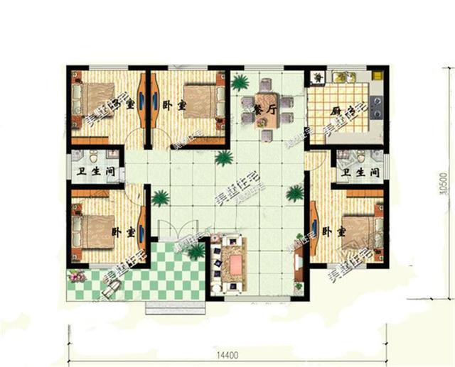 占地140平方米的一層簡歐式別墅設計圖，造價15萬，過年回家住這個就夠了！