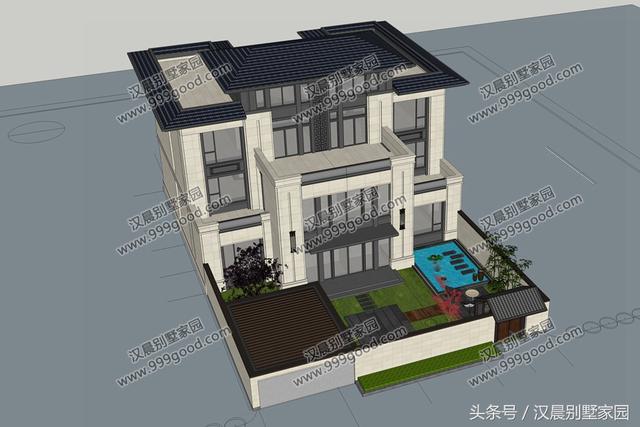 帶院子的新中式風格別墅設計圖，2套設計師的設計方案，總有一套讓你滿意