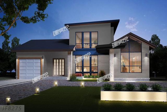 三層私人定制現(xiàn)代風(fēng)別墅圖，開(kāi)間7.5米，外觀明快簡(jiǎn)潔，讓人百看不厭