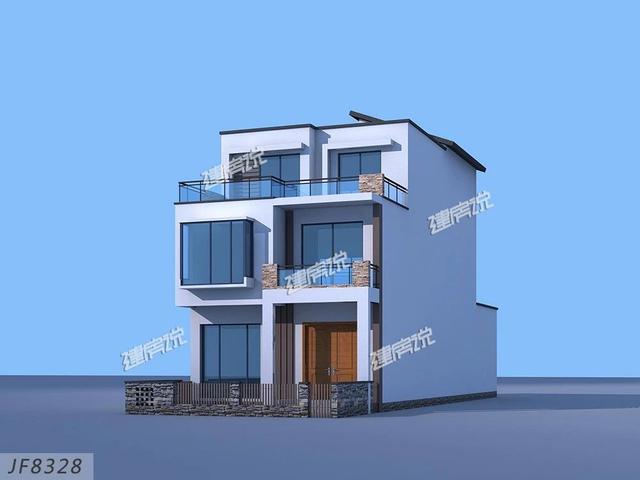 三層私人定制現(xiàn)代風(fēng)別墅圖，開(kāi)間7.5米，外觀明快簡(jiǎn)潔，讓人百看不厭