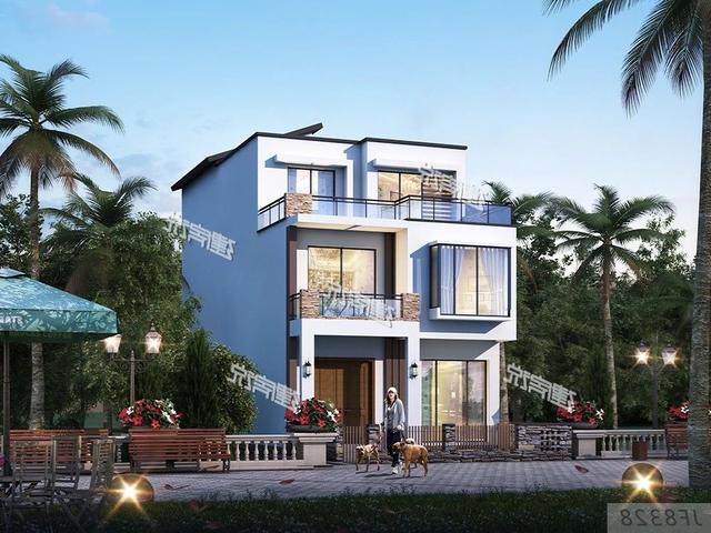 三層私人定制現(xiàn)代風(fēng)別墅圖，開(kāi)間7.5米，外觀明快簡(jiǎn)潔，讓人百看不厭