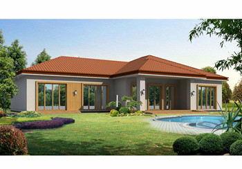 美式和田園風格結合的農村一層平房設計圖，帶效果圖