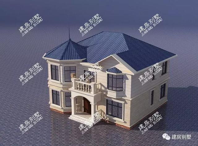 兩棟帶多邊形采光窗的小別墅戶型圖，一個客廳挑空一個不挑，外形真漂亮